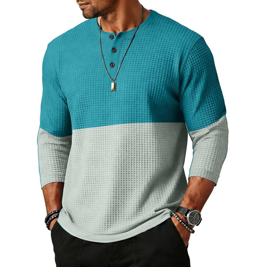 Men's  Sports  Leisure  Waverg  Three  Pieces  Buckle  Seven  Points   Sleeve  T-Shirt