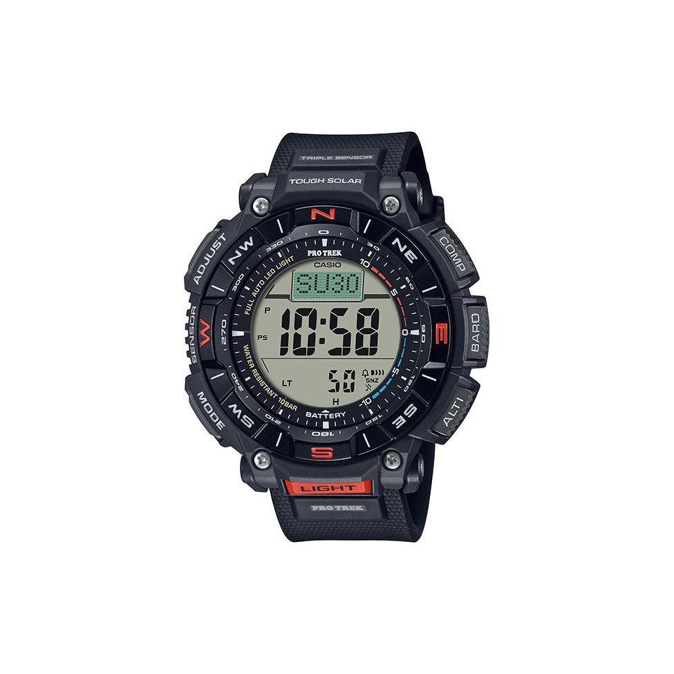 Casio Pro Trek Series Prg Solar Quartz Movement Resin Strap Watch Men watches Black PRG-340-1JF Black Dial