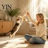 Natural Linen Hunting Toy Cat Wand with Bag, Interactive Bell, Handheld Interaction Stick Wooden Handle Feather for Indoor Cats Scratching Chasing