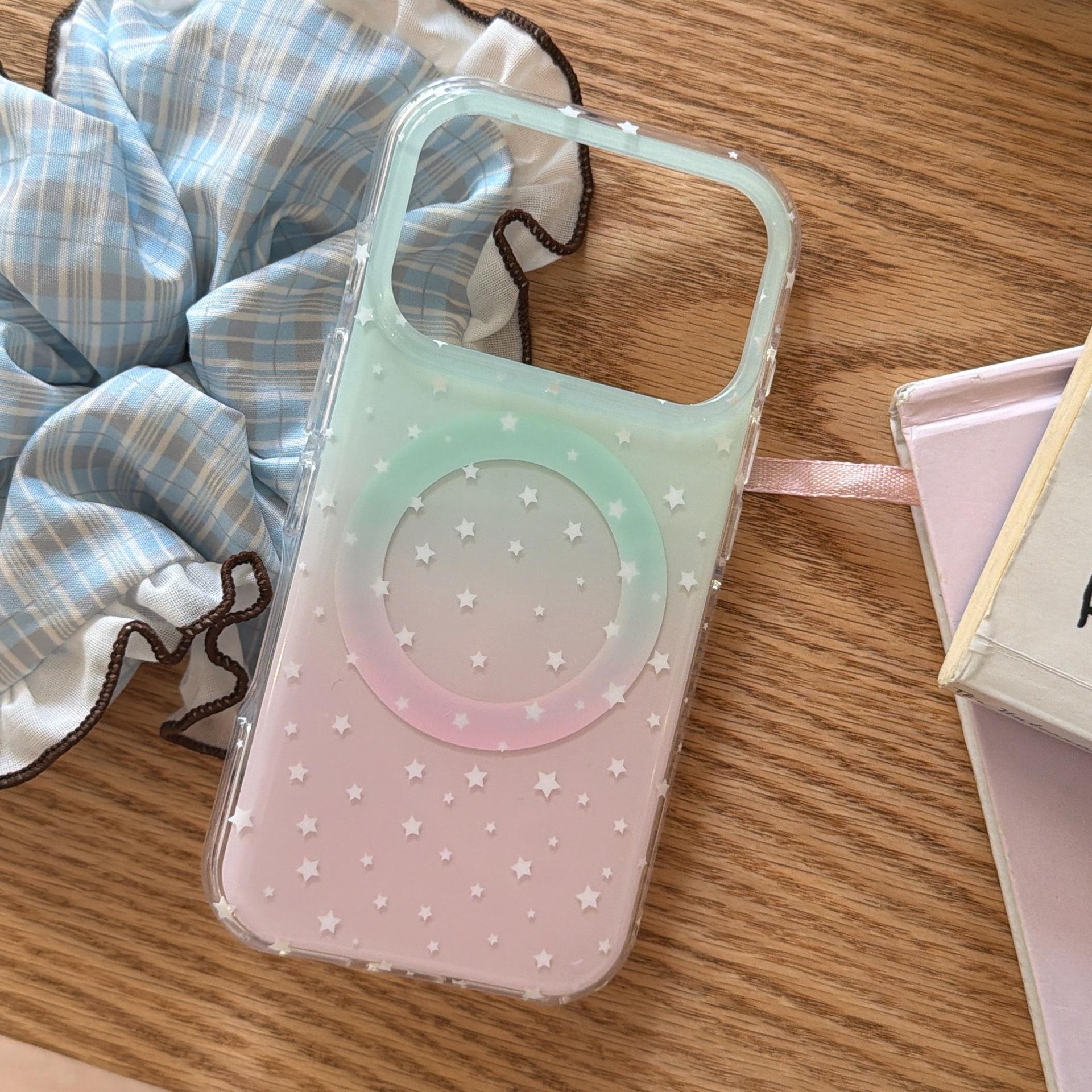 

Gradient Strawberry Stars Magnetic Protective Case for iPhone 14/16/17 Pro/Max 16 Pro Max