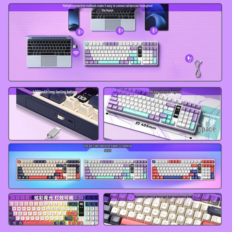 AOC GK320 Tri-Mode RGB Silent Gaming Keyboard