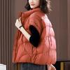 Korean Women's Vest Puffer Jacket Casual Parkas Round Neck Down Cotton Vest Loose-fit Slim Female Warm Snow Wear Top