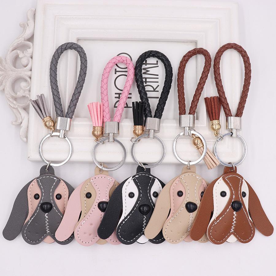 

PU бульдог кожаная веревка с кисточками автомобильный брелок милый щенок сумка кулон подарочный кулон 1pc