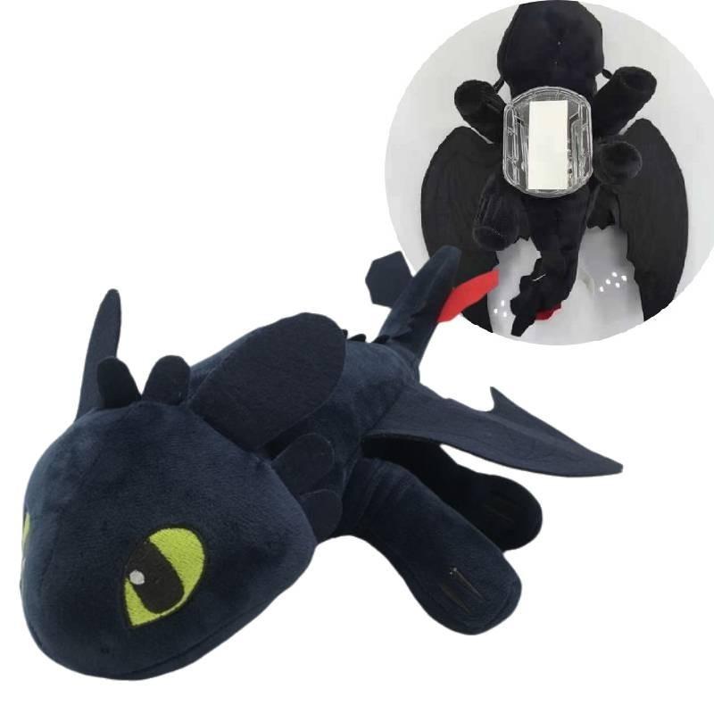 Toothless Dragon Helmet Sucker Plush Motorcycle Decoration 20cm Black