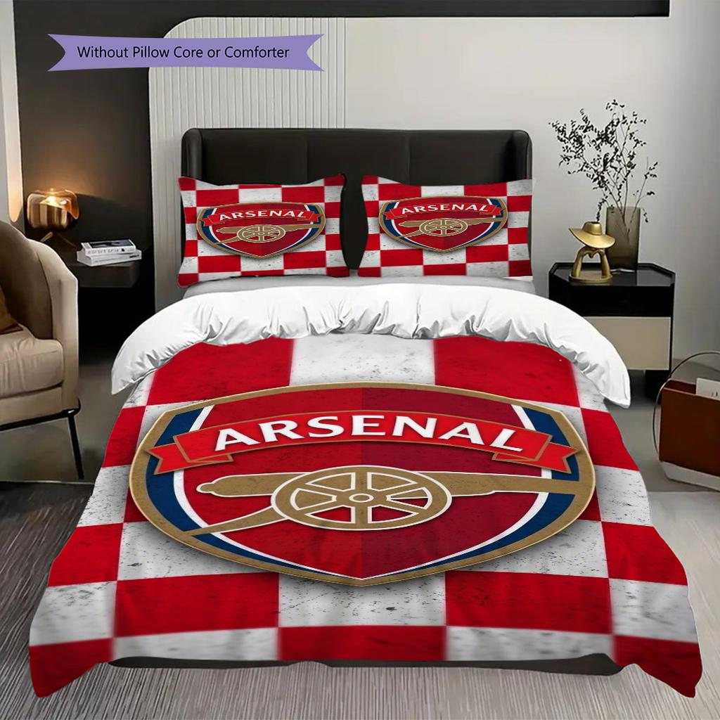 "Arsenal Emblem Golden Texture" Three-piece set (1 * duvet cover + 2 * pillowcase, without core) 2DFlat Duvet cover and pillowcase Bedding set