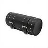 Motorcycle Tool Bag, Vintage Leather Saddlebag, Universal Handlebar Storage Black Studded 31x13x13cm