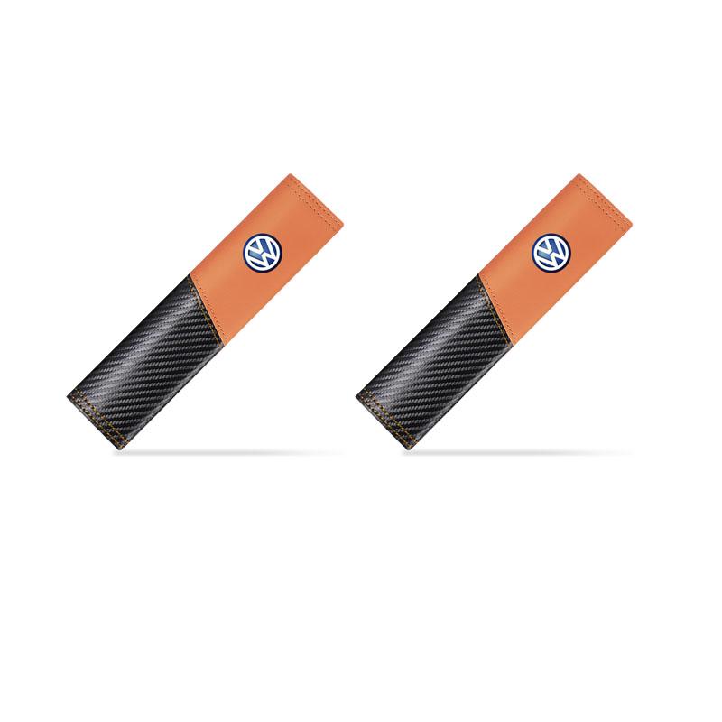 T301/2PCS Carbon Fiber Safety Belt Car Seat Belt Shoulder Pad Protective Valve Cap For Volkswagen MK6 Golf GTI Touareg Polo Tiguan
