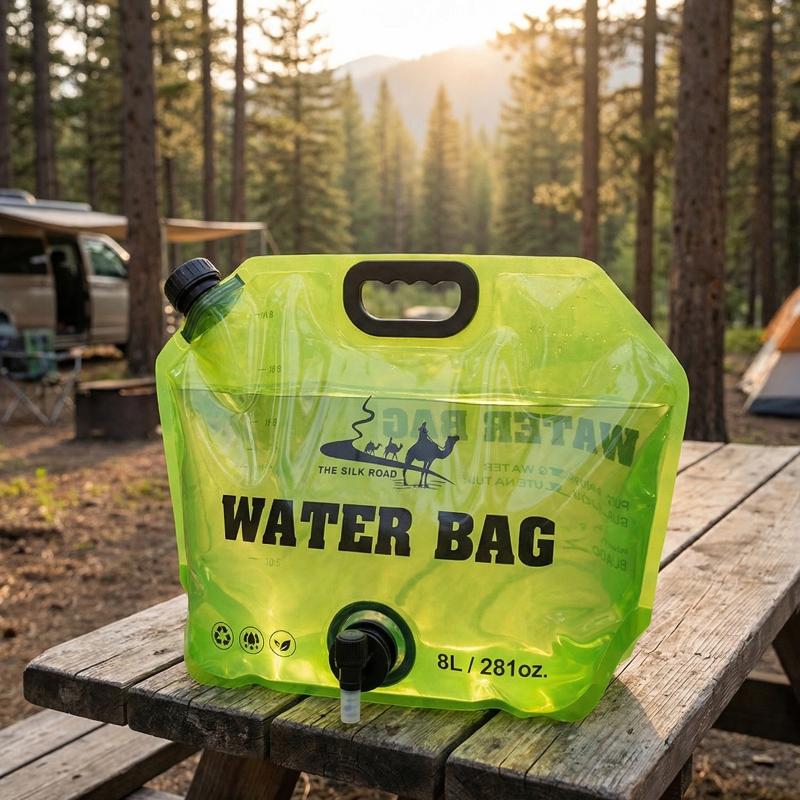 8L Portable Camping Water Storage Bag Folding Water Carrier Jug with Faucet Leakproof Lightweight for Backpacking Picnic Travel