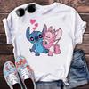 Kawaii Stitch Women's Fashion Top Casual Women's Round Neck T-Shirts Harajuku 90s Cute Stitch Women's Short Sleeves Tops Tees