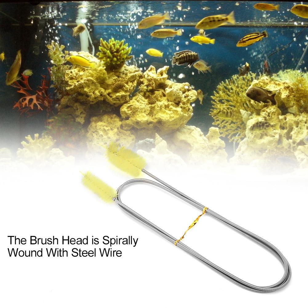 Flexible Tube Aquarium Fish Tank Filter Brush Pump Hose Double Head Brush