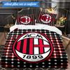 Set Biancheria da Letto Morbido Stampato AC Milan 3 Pezzi, Include 1 Copripiumino e 2 Federe Perfetto per Camera da Letto, Dormitorio, Regalo per Fan