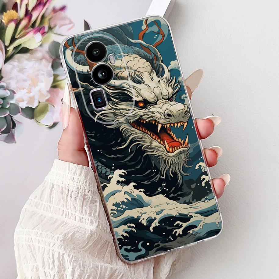 For OPPO Reno 10 Pro Plus Case CPH2521 Cover Popular Dragon Carp Cartoon Soft Silicone Funda For OPPO Reno 10 Pro Reno10 5G Capa