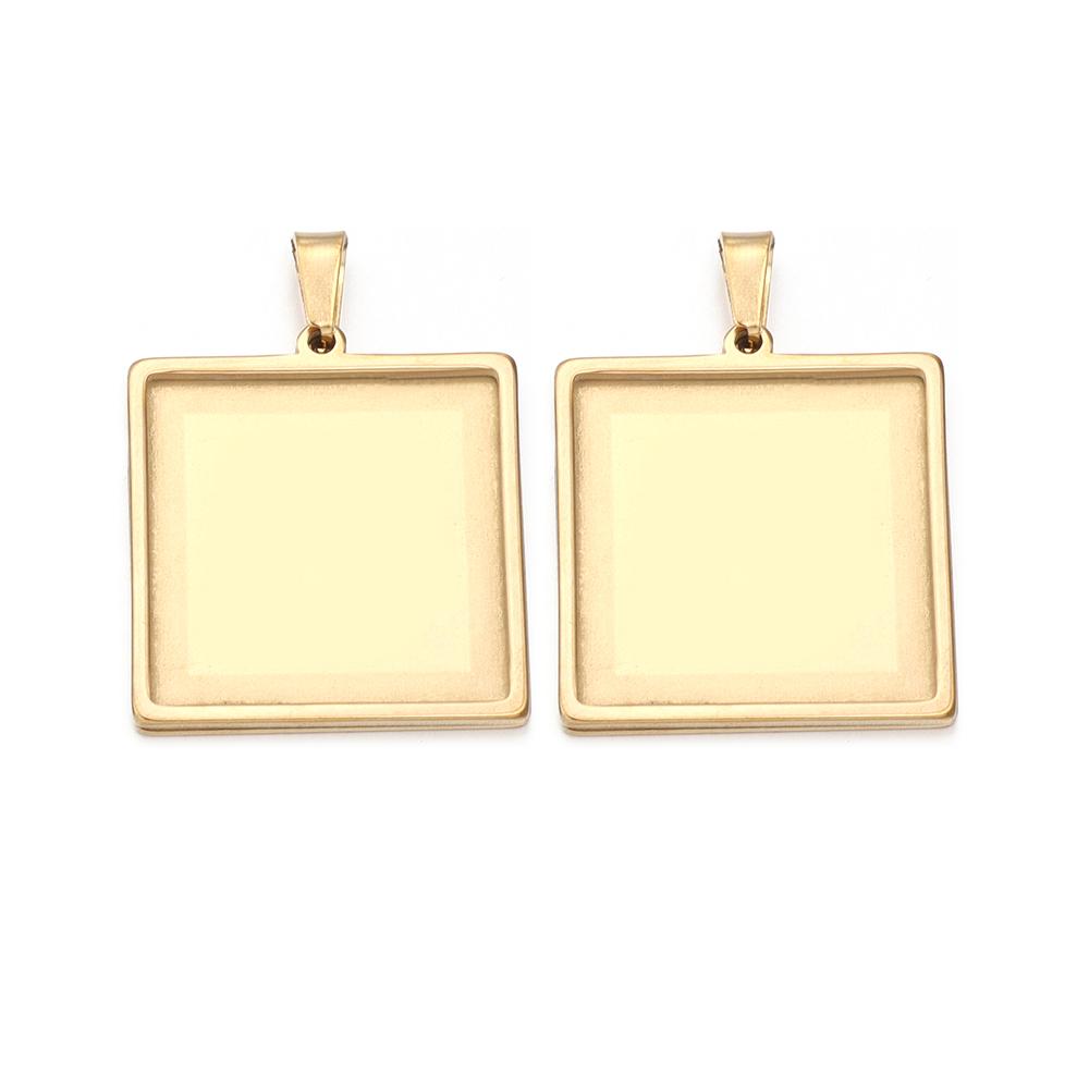 2 Stück/Los 10 15 20 25 30 mm Dicke Quadratische Edelstahl Cabochon-Fassungen Leere Fassungen Für Anhänger Schale DIY Halskette