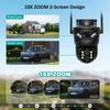 12MP 6K WiFi IP 10X Zoom Three Lens Outdoor PTZ Camera Auto Tracking 4K Video Surveillance Security Protection