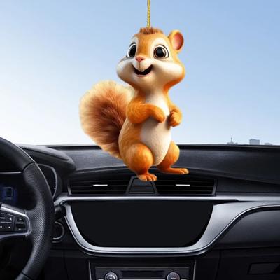 Car Pendant Squirrel Hanging Ornament with Lanyard Easy To Hang Versatile Use Keychain Decoration Car Accessory