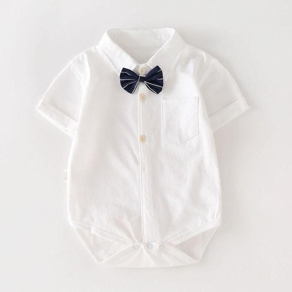 Triangle Bodysuit Baby Onesie Detachable Bow Tie Infant Jumpsuit One-Piece Bodysuit Toddler