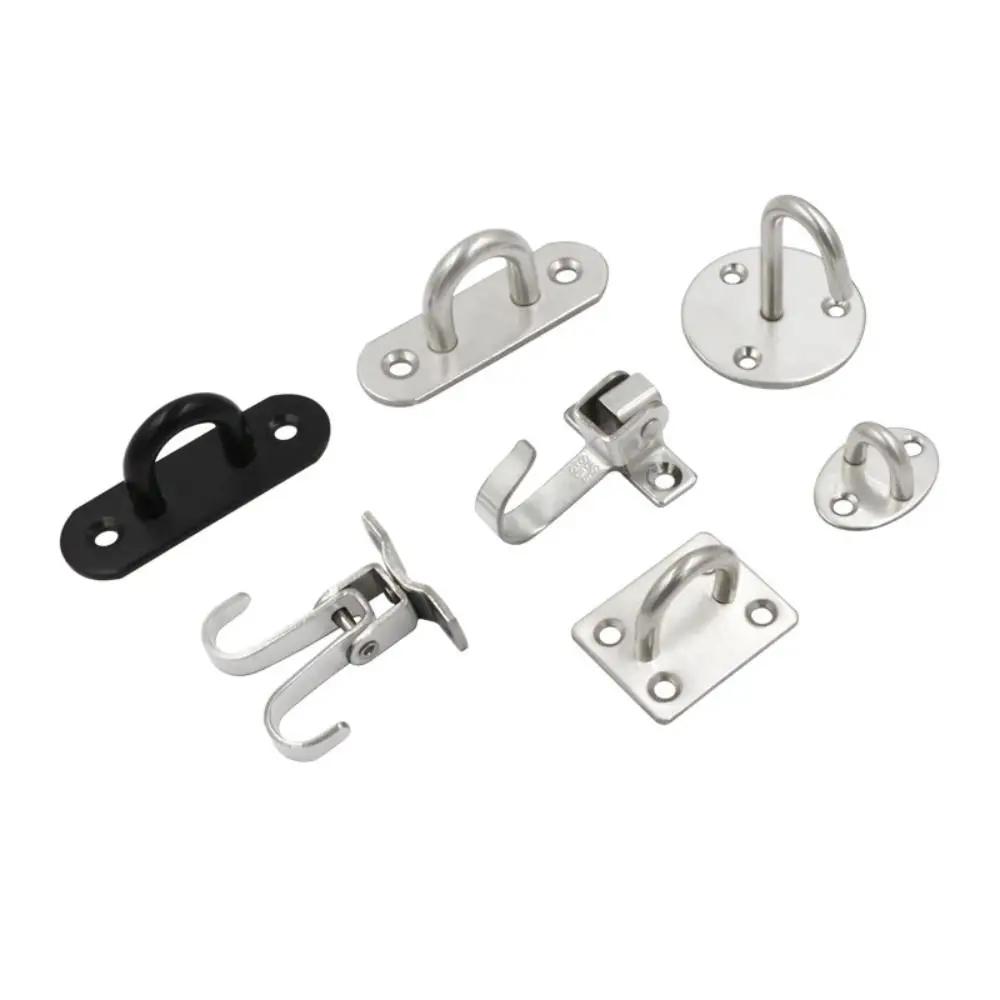 New Pad Eye Wall Hook Plate Deck Stainless Steel Ceiling Mount Hanger U/J-Shaped Black Silver Door Buckle for Fan Lamp