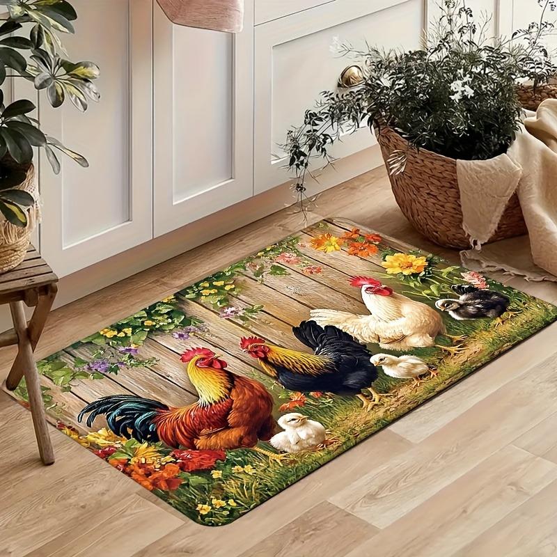 1PC Flowers Pattern Kitchen Rug Non-Slip Door Mat Pop Design Bathroom Rug Bath Mat Carpet for Home Sink Laundry Decoreeree