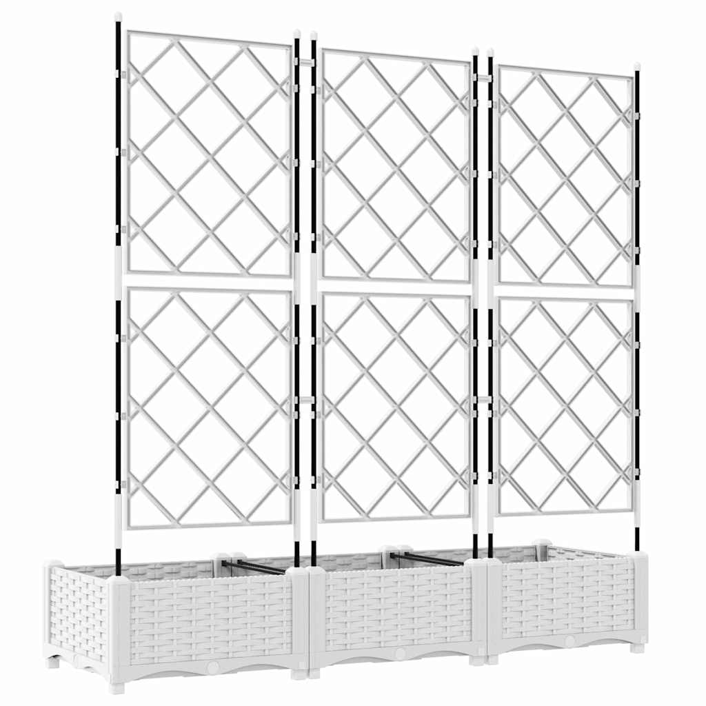 Garden Planter Set 3 pcs White 120 x 40 x 125.5 cm Plastic