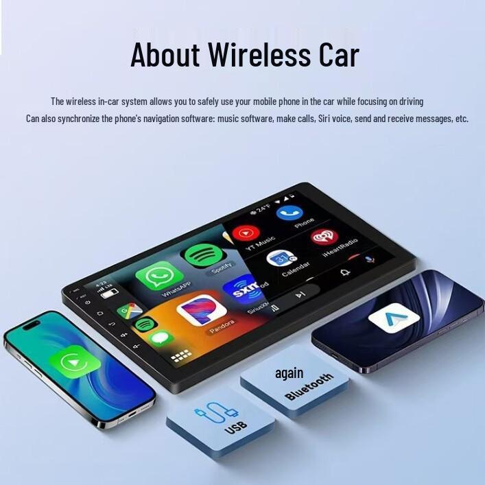 Wireless CarPlay Adapter for Smart Car Connectivity, Compatible with Apple & Android.