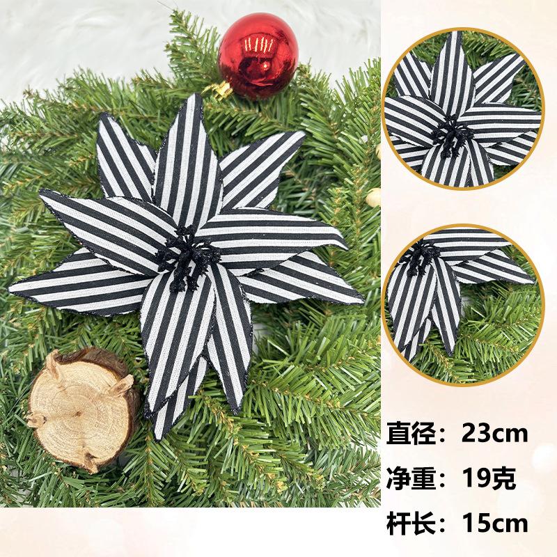 26cm Christmas Flower Red/green Glitter Fleece Simulation Fake Flower Xmas Tree Pendants Merry Christmas Flower Hanging Ornament