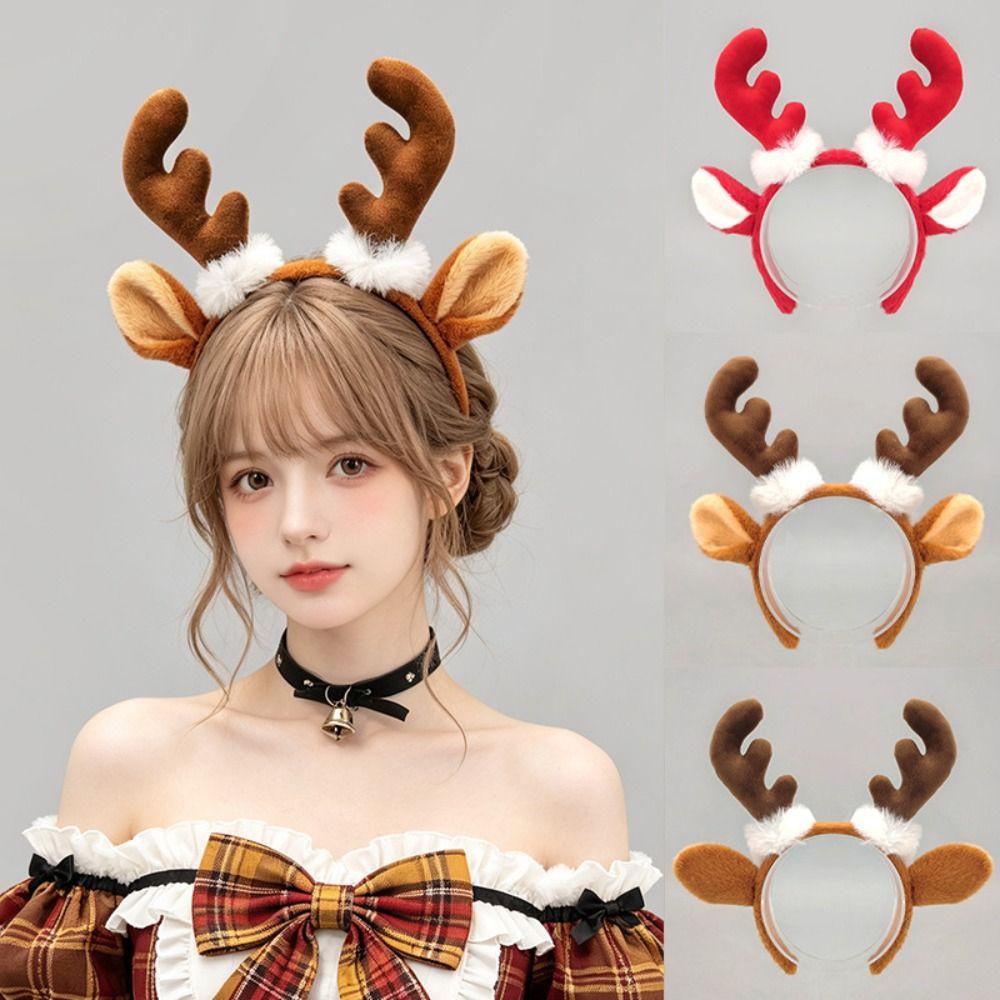 Plush Deer Ear Headband Antler Ear Detail Cosplay Hair Hoop  Dress Up