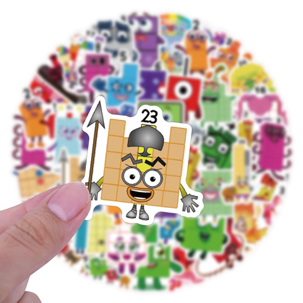 60-Piece Waterproof Number Blocks Stickers for Kids' Toy Computers and Phones