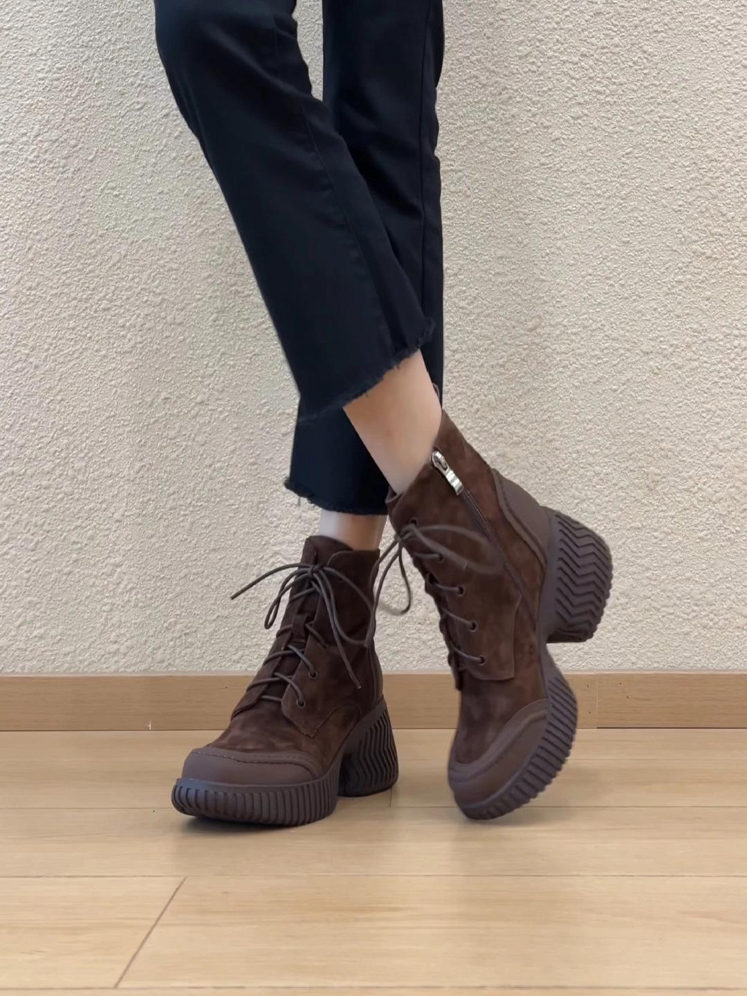 Autumn and winter new platform short boots thick heel high heel lace-up comfortable fashion women s boots 35