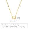 Women's Gold Clavicle Chain Necklace with Zirconia Oval Pendant and Stainless Steel Square Links