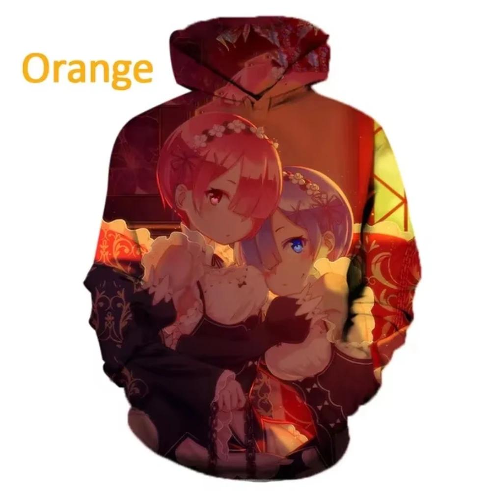 Anime Re:Zero 3D Printed Men's Hoodie Casual Harajuku Long Sleeves Oversized Outdoor Pullover Sweatshirt Kids Unisex Clothing