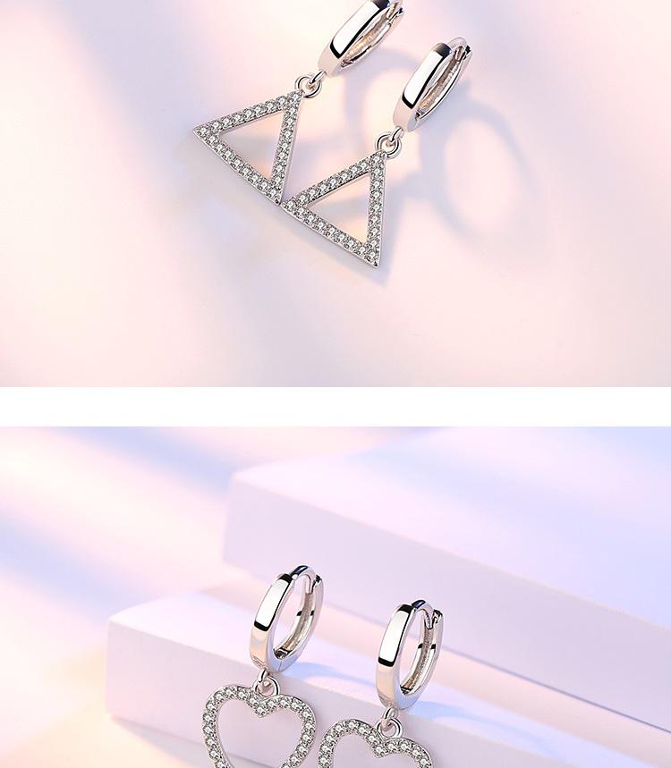Silver-Plated Triangle Star Earrings with Micro-Paved Zirconia - Cute Women’s Ear Cuffs and Clips Jewelry