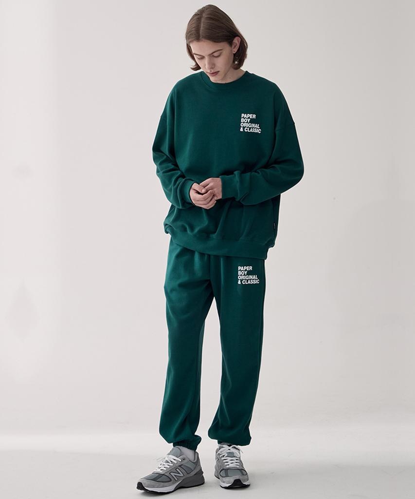 PAPERBOY [Set] Classic Sweatshirt & Sweatpants Setup - Green