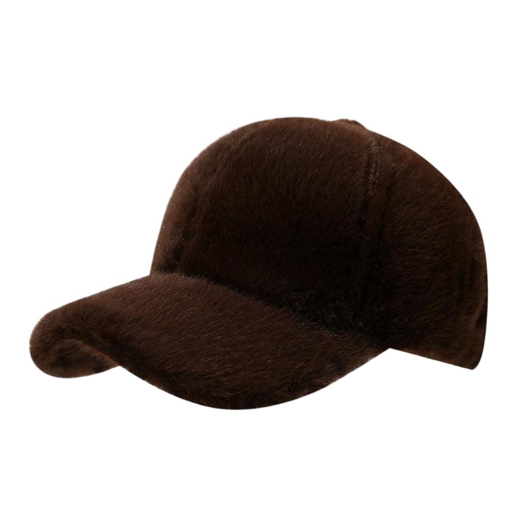 New Solid Color Long-Haired Vacation-Style Warm Baseball Cap for Women Trendy Autumn and Winter Outdoor Casual Versatile Hat