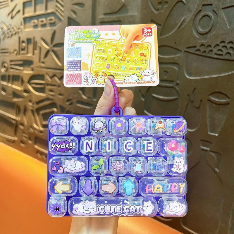 26-Key Decompression Button Transparent Cute Design Mini Keyboard Pendant Simulation Keyboard Keyboard Keychain