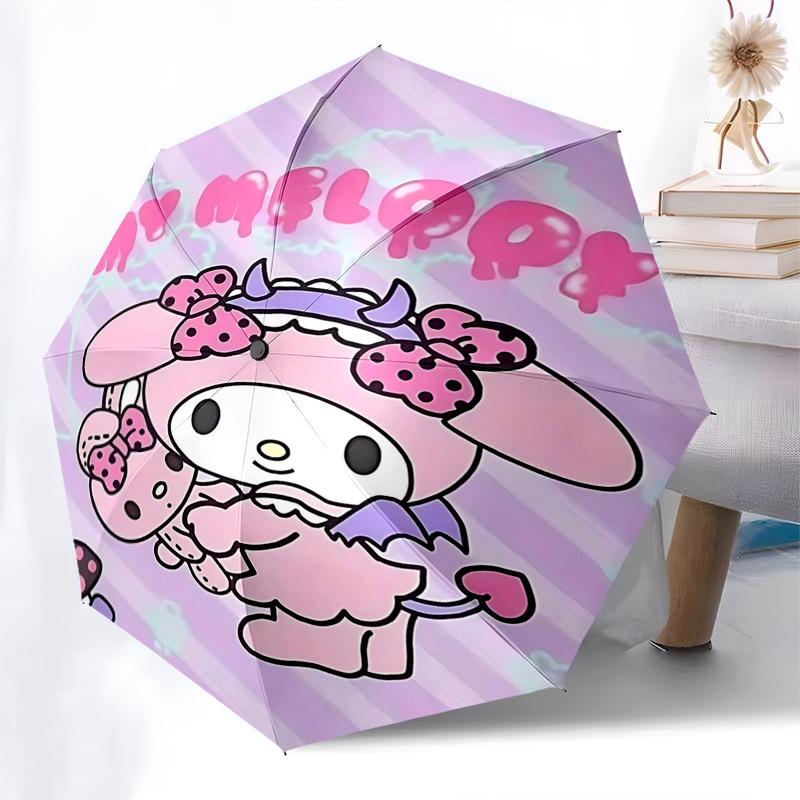 1pc My Melody Automatic Opening/Closing Umbrella with Portable Tri-Fold Design, 8-Bone Iron Frame, Outdoor, Perfect Gift for Fans, Travelers, Daily Us