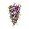 Artificial Spring Summer Teardrop Swag Hanging Artificial Floral Swag Wreath Front Door Decor for Porch Wall Window