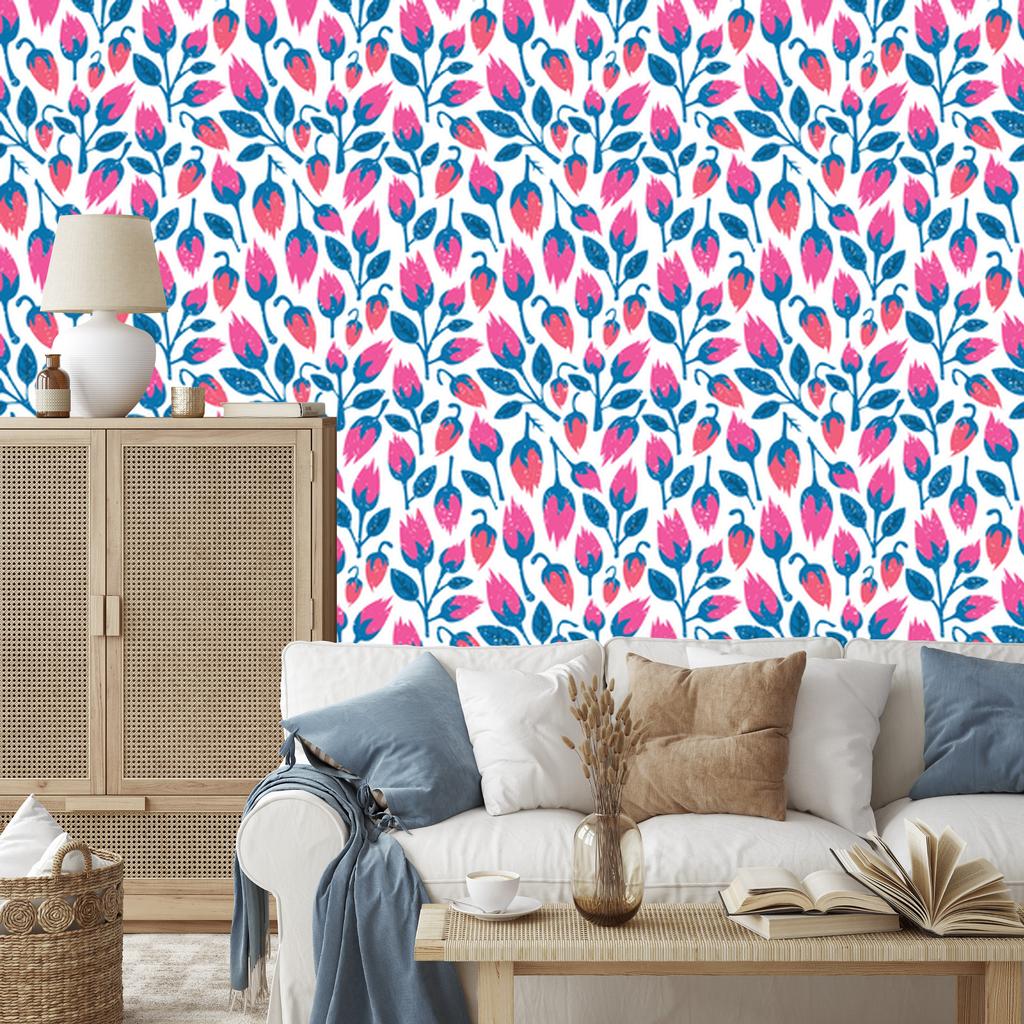 Retro style flowers wallpaper for living room and bedroom 50x1000