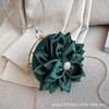 Red Flower Clutch Purse Women Round Evening Bag Crystal Diamond Wedding Silk Handbag Exquisite Chain Shoulder Bags