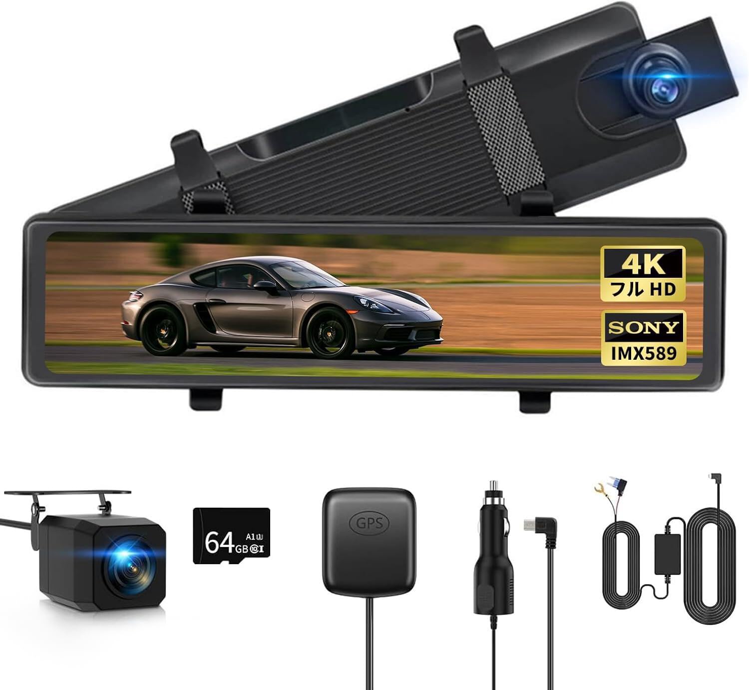 

ZOOBLY Dash 2025 Новая 64 ГБ SD 4K IPS Двойная передняя и задняя ночная выдвижная IMX589 Автоматическая аварийная парковка Движение Легкая японская инструкция чёрный