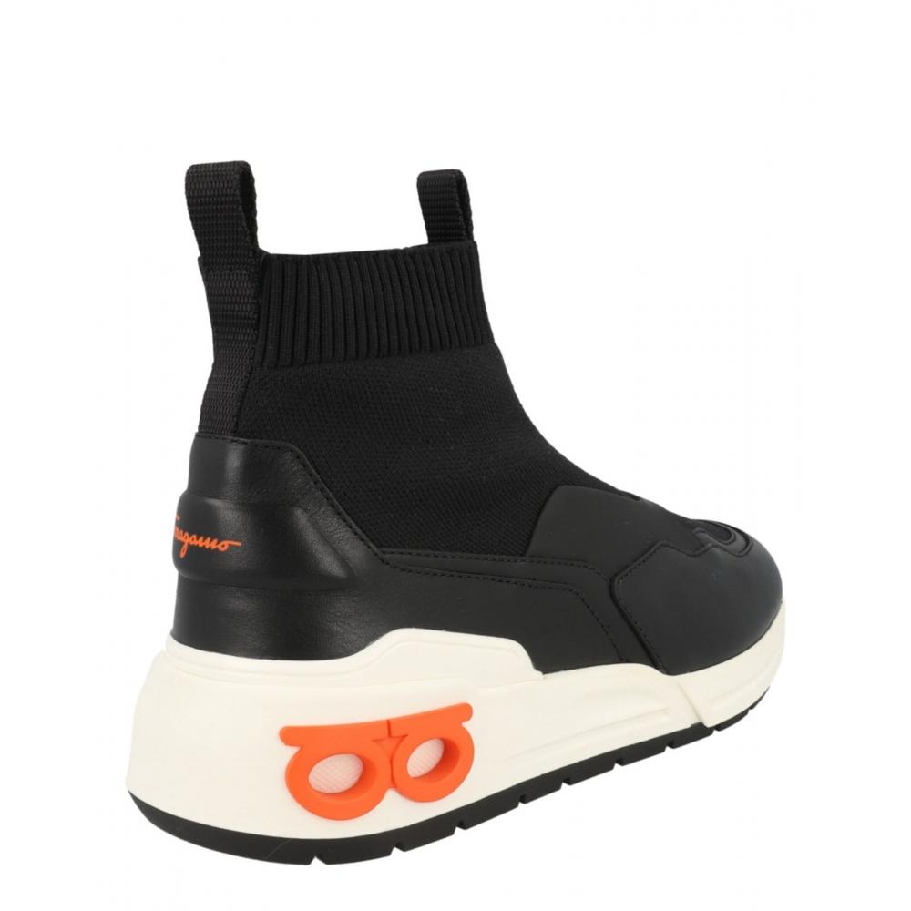 Salvatore Ferragamo Cosma Sock High Top Sneakers Black