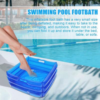Portable Collapsible Swimming Pool Footbath Bath Inflatable Multifunctional Foot Wash Basin Beach Camping Home Blue Foot Bath