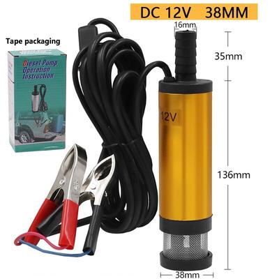 12V/24V DC Portable Mini Electric Submersible Pump for Fuel Transfer, Diesel Oil Water, 12L/min Aluminum Alloy Shell Pump
