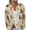 Damemote Langermet Christmas Snowman Snowflake Print Jakke Cardigan