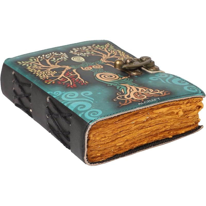 Alcraft Blank Spell Book Of Shadows Journal With Lock Clasp Antique Handmade Deckle Edge Vintage Paper Leather Bound Jou