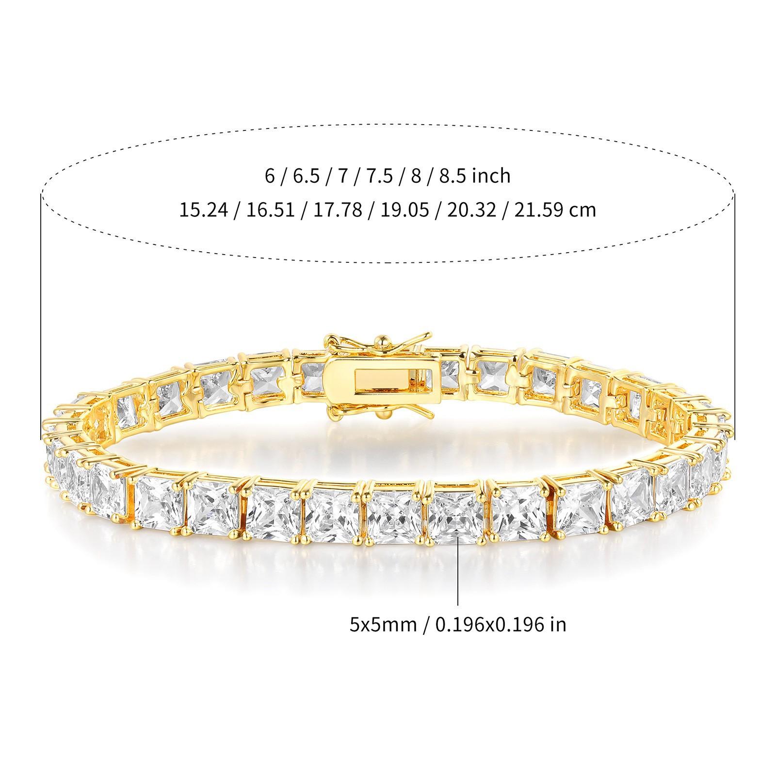 

A copper inlaid square zircon 5mm tennis bracelet fashionable design trend, popular 6.0inch