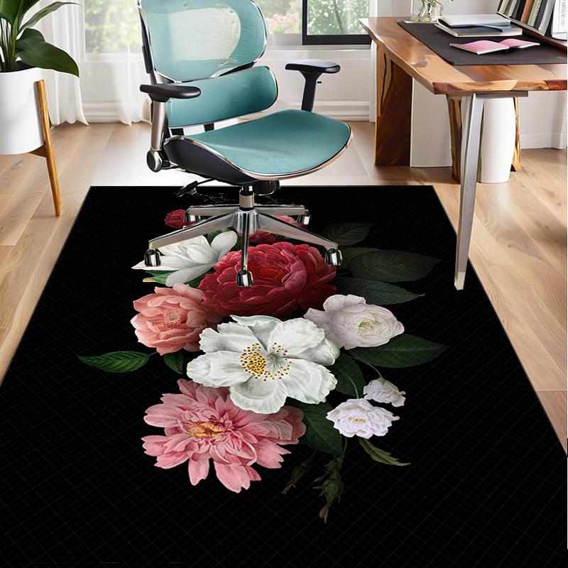Floral Elegance In Bloom Office Rug Chair Mat, Entryway Carpet, Suitable for Front Door, Bedroom, Living Room, Desk, Holiday Gift