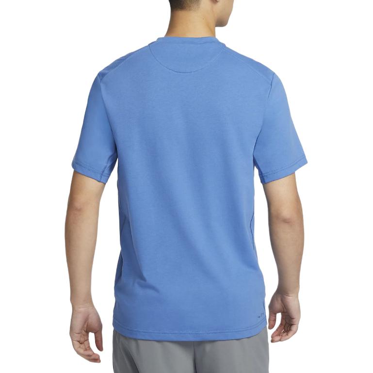Nike חולצת טי בסיסית קז'ואלית עם צווארון עגול לגברים Dri-FIT טופים כחול-כוכב DV9832-402