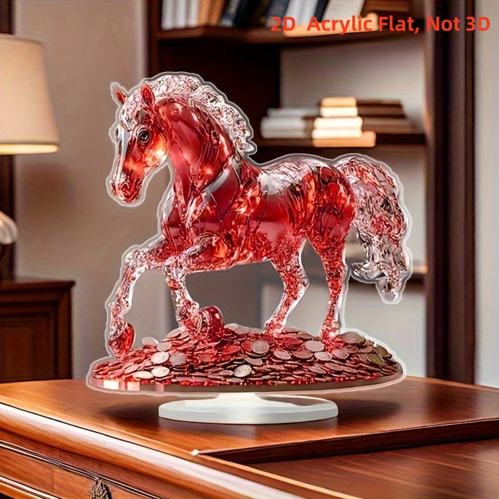 2D Flat Elegant Crystal Horse Statue Home Decoration Retro Style Animal Theme Decoration Logo and Plaque,for Office, Bedroom, Dining Room, Bathroom