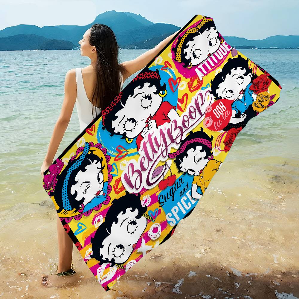 Anime B-Bettys B-Boops Microfiber Beach Towel Absorbent Quick Dry Soft Yoga Swimming Resort Mountain Climbing Towel