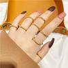 Temperament Simple Sand Gold Star Ring - Copper Gold-Plated Stackable Band for Women